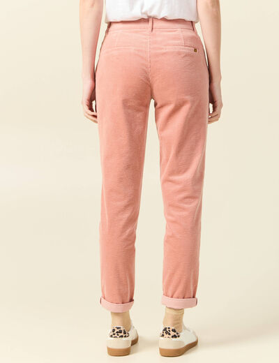 Pantalon chino velours côtelé rouge clair femme