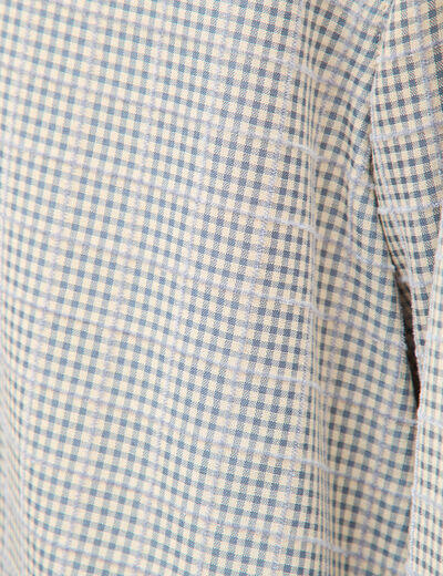 Chemise droite manches longues ray&eacute;e bleu gris femme