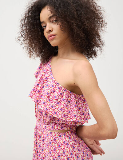 Robe one shoulder sans manches multicolore femme