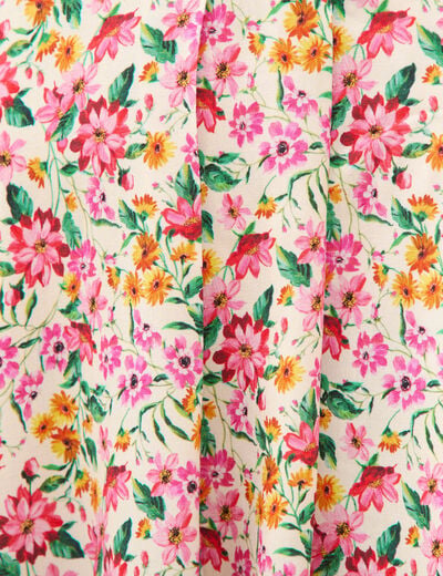 Robe fluide col v manches courtes multicolore femme