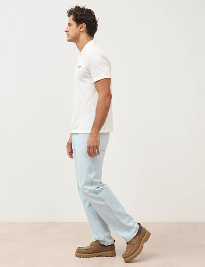 Polo ajust&eacute; manches courtes en coton ecru homme