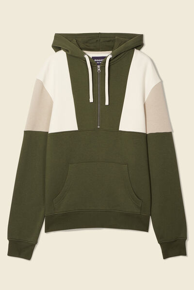 Sweat éco-responsable vert kaki homme