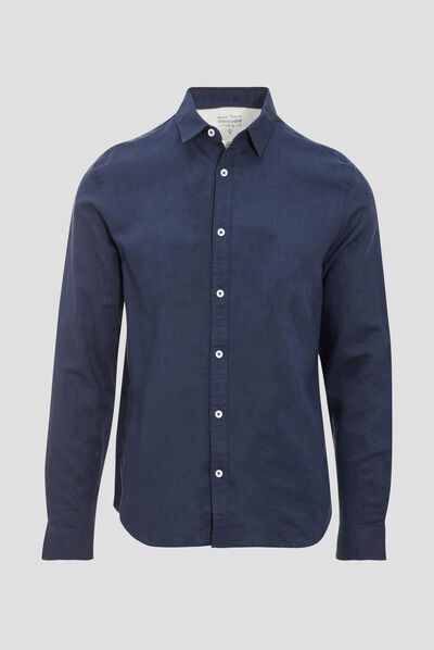 Chemise manches longues bleu marine homme