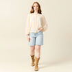 Blouse manches longues brodée creme femme