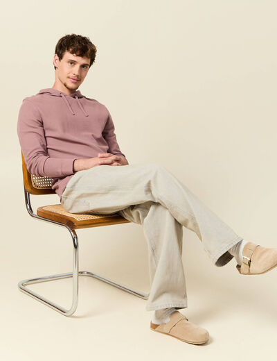 T-shirt &agrave; capuche vieux rose homme