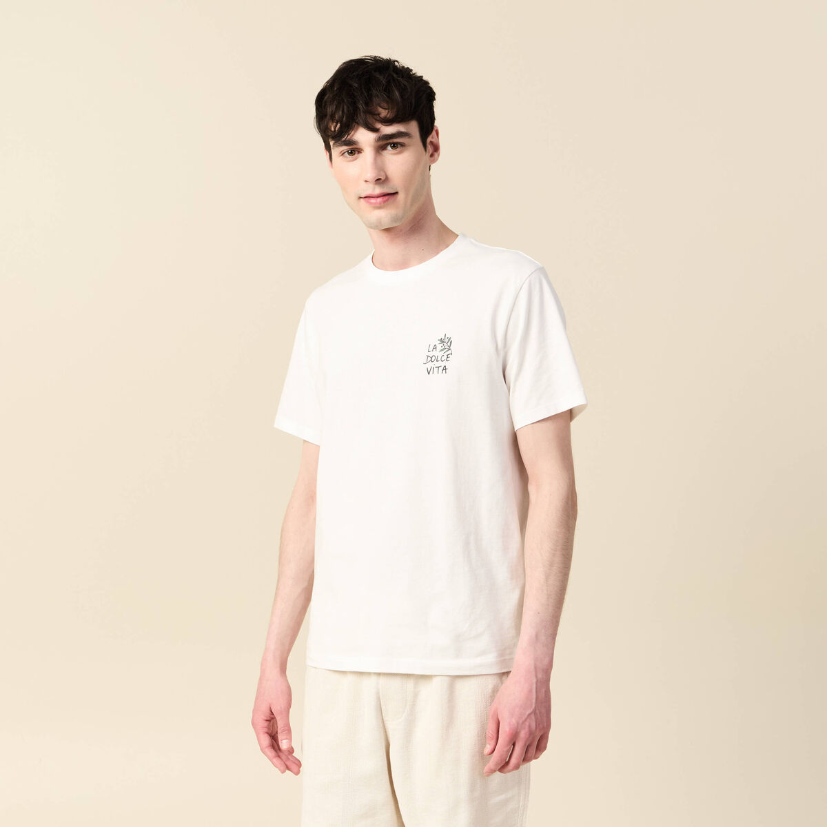 T-shirt manches courtes ecru homme