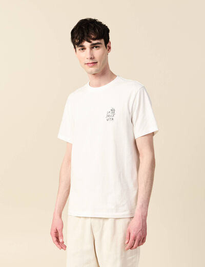 T-shirt manches courtes ecru homme