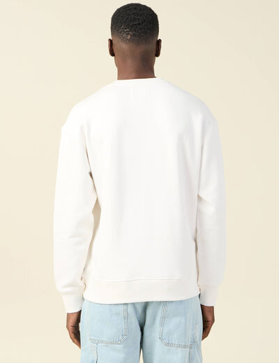Sweat oversize col rond manches longues ecru homme