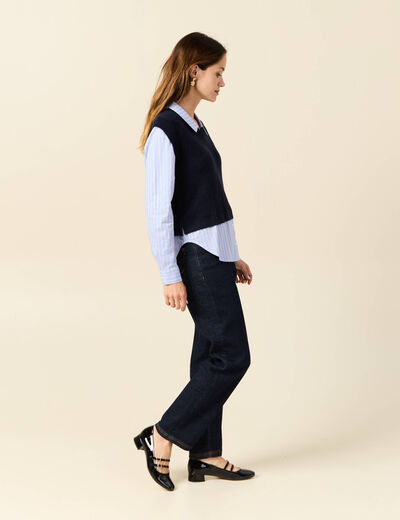 Pull 2-en-1 éco-responsable bleu marine femme