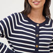 Gilet manches longues col rond en coton bleu marine femme