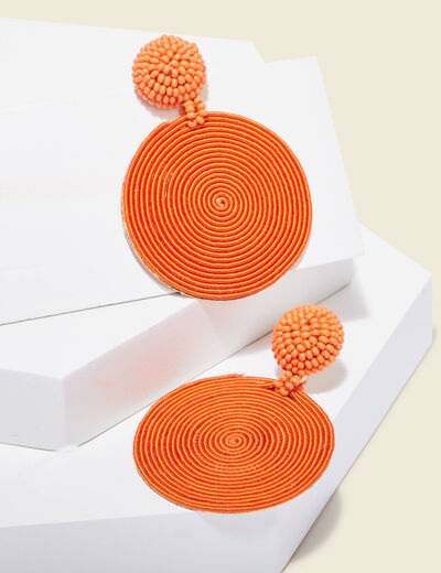 Boucles d'oreilles pendantes orange femme