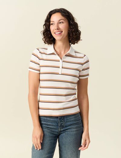 T-shirt cintré manches courtes blanc femme