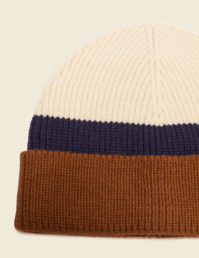 Bonnet tricoté marron homme
