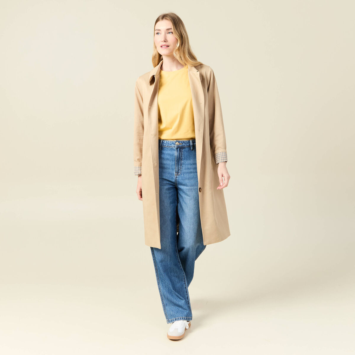 T-shirt manches courtes jaune moutarde femme