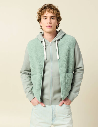 Sweat sans manches effet polaire vert pastel homme