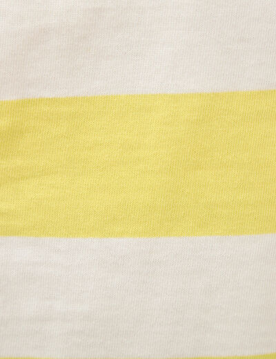 D&eacute;bardeur ray&eacute; col rond en coton jaune femme