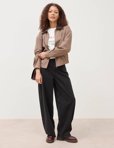 Blouson oversize manches longues doubl&eacute; ficelle femme