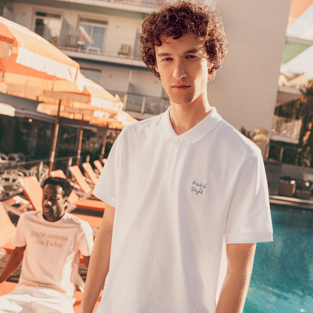 Polo manches courtes blanc homme
