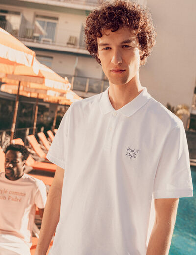 Polo manches courtes blanc homme