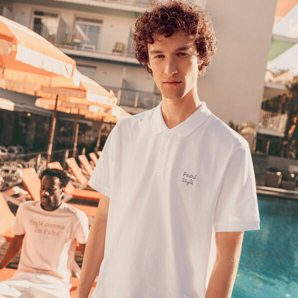 Polo manches courtes blanc homme