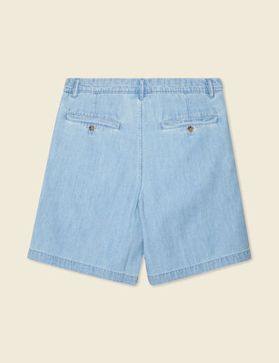 Bermuda droit avec pinces bleu gris homme