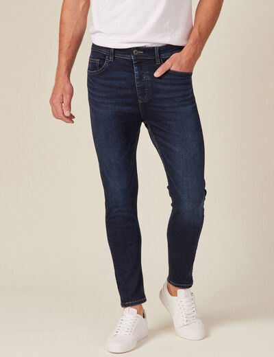 Jeans tapered 5 poches denim brut homme