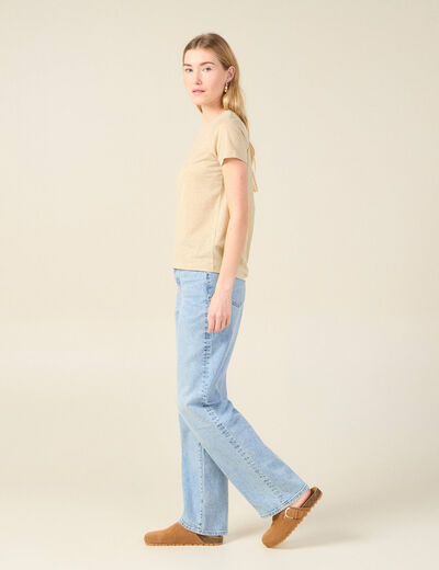 T-shirt manches courtes creme femme