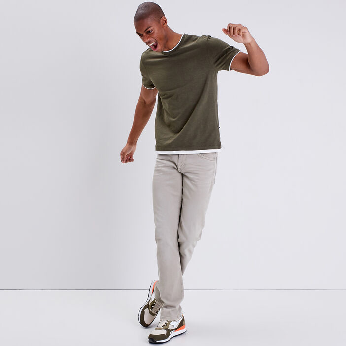 Jeans straight 5 poches vert kaki homme
