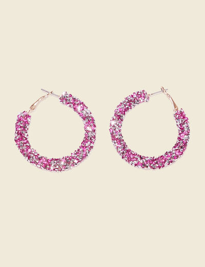 Boucles d'oreilles créoles rose fushia femme
