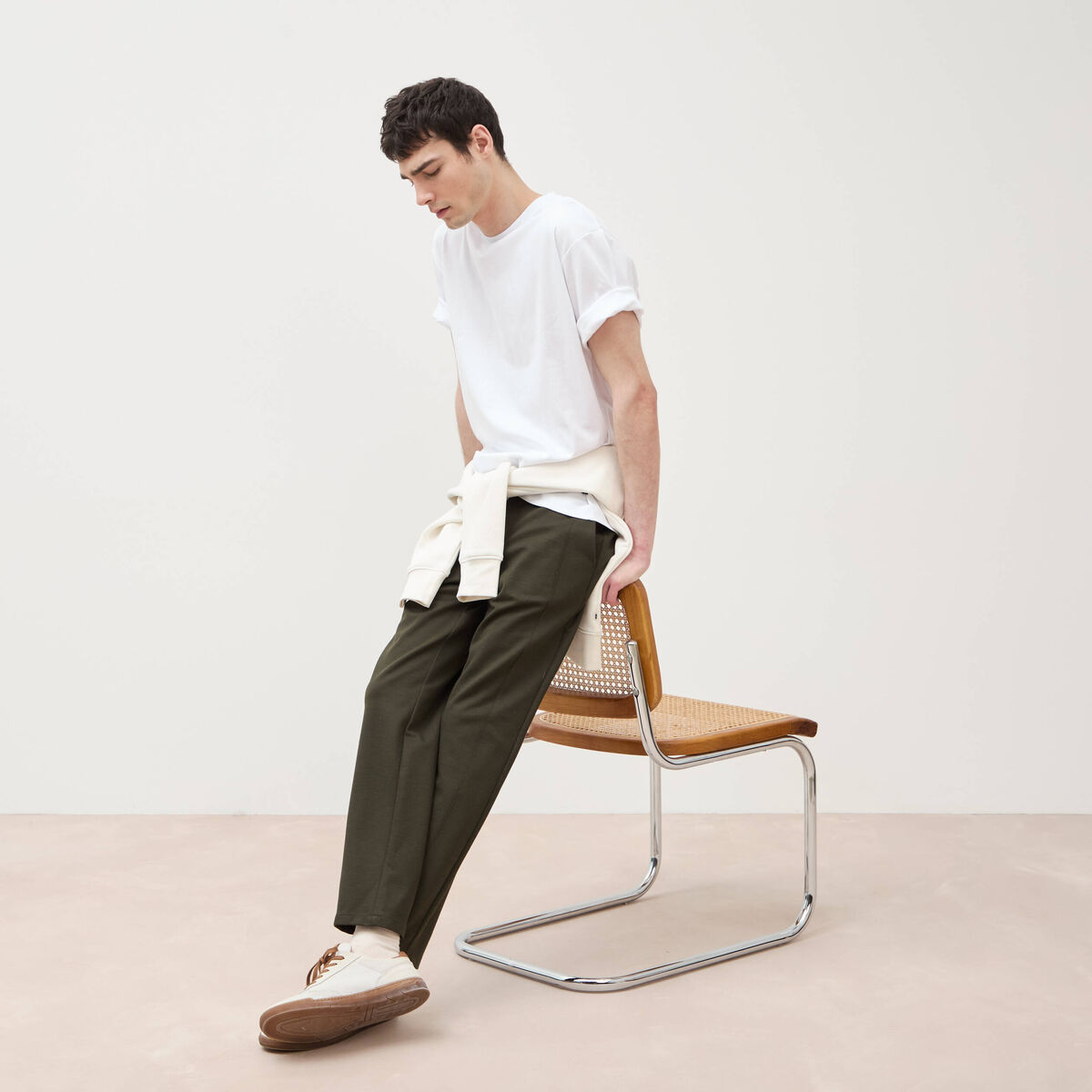 Pantalon droit longueur 32 vert kaki homme