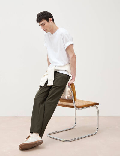 Pantalon droit longueur 32 vert kaki homme