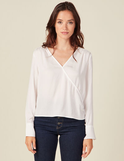 Blouse satin éco-responsable ecru femme
