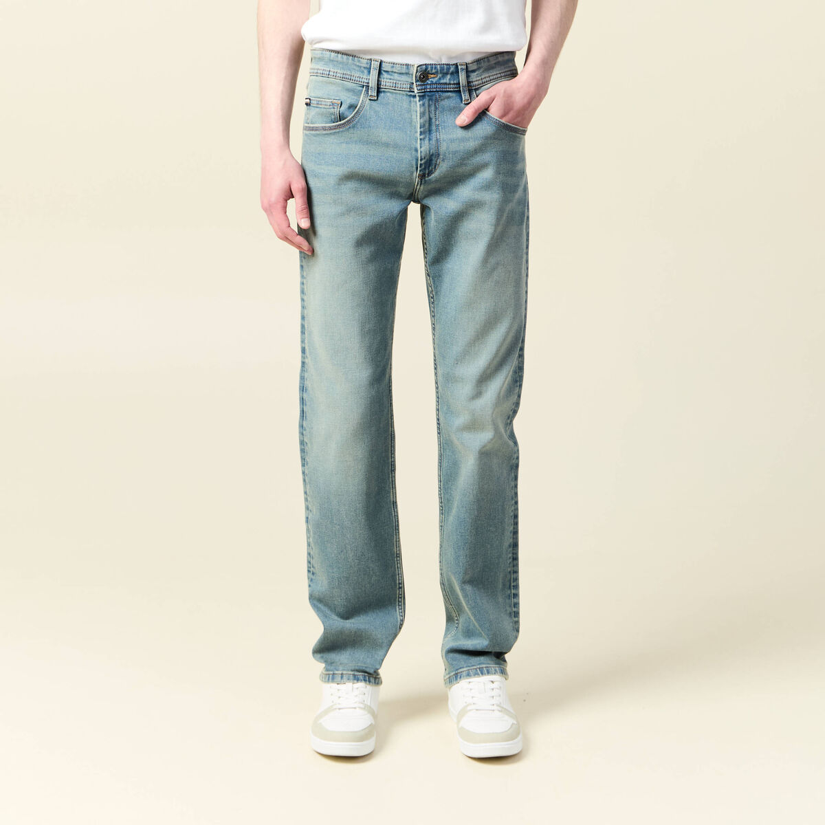 Jeans straight longueur 34 denim denim dirty homme