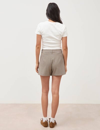 Jupe taille haute doubl&eacute;e marron femme