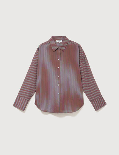 Chemise ample manches longues fluide marron femme