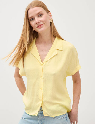 Chemise manches courtes jaune pastel femme