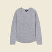 Pull manches longues col en V gris clair femme