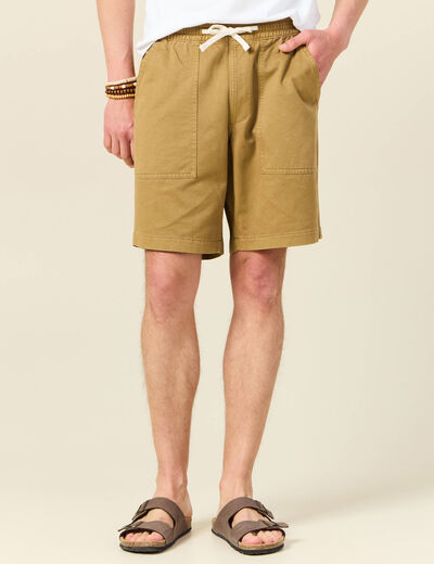 Bermuda droit à coulisse camel homme