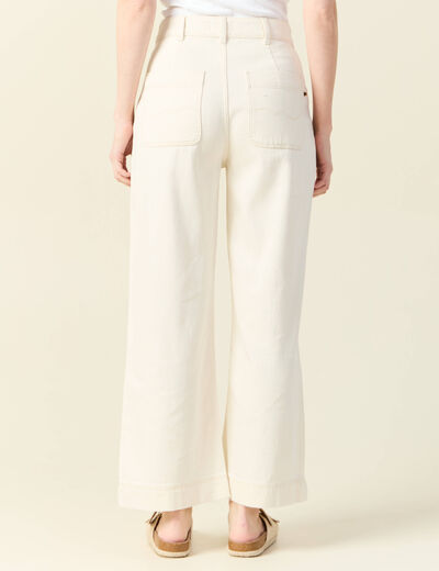Pantalon large denim blanc femme