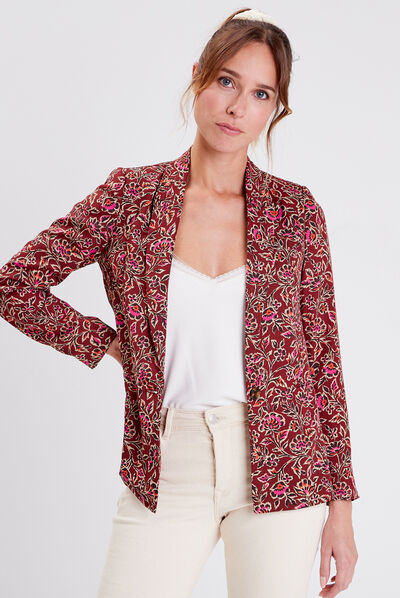 Veste esprit blazer droite marron femme