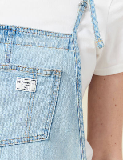 Salopette droite en jean denim used femme