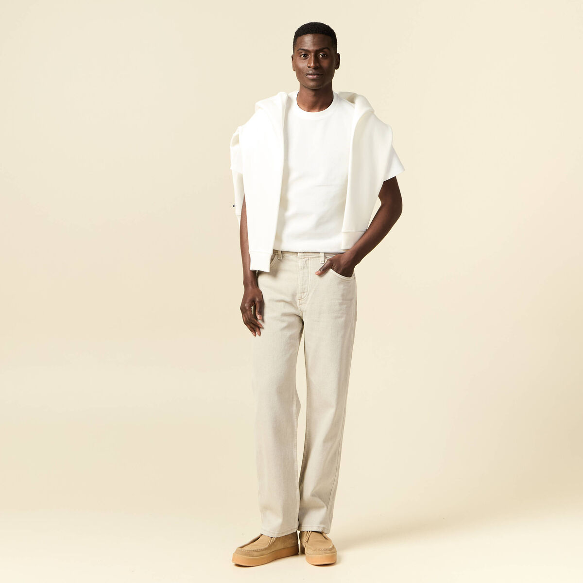 T-shirt manches courtes ecru homme
