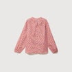 Chemise ample en coton col rond rose corail femme