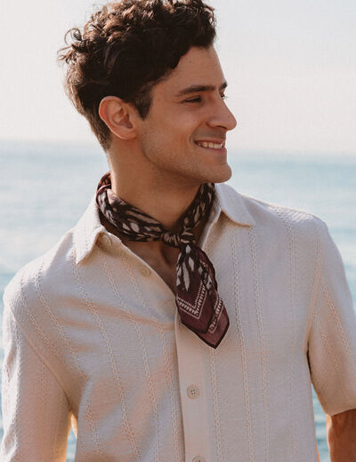 Foulard en coton marron fonc&eacute; homme
