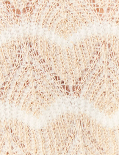 Pull manches longues ajouré creme femme