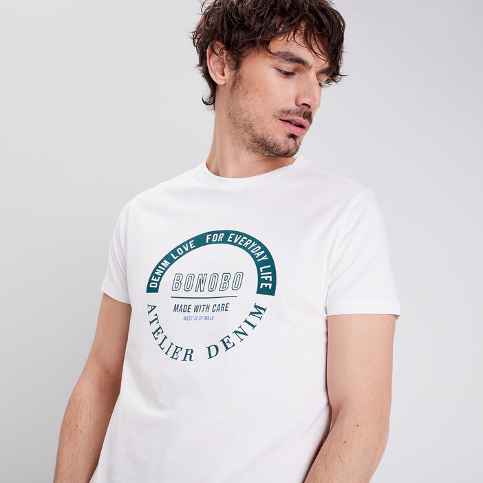 T-shirt manches courtes ecru homme