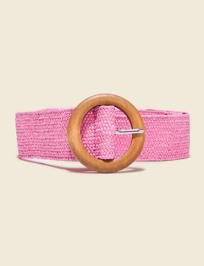 Ceinture tressée boucle ronde rose fushia femme
