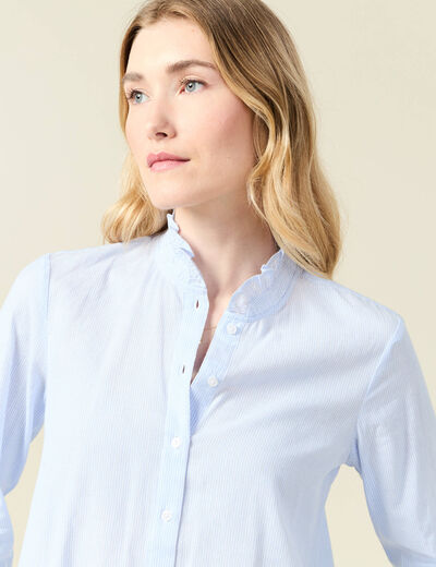 Chemise manches longues bleu ciel femme