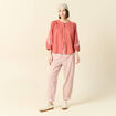 Chemise manches 3/4 brodée rose framboise femme