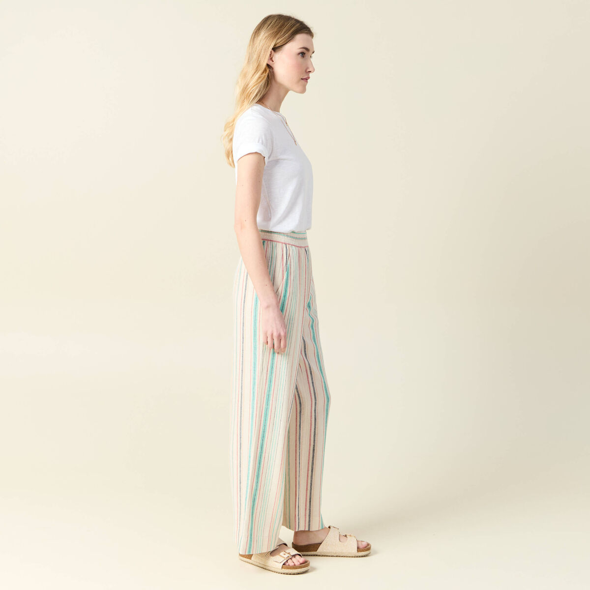 Pantalon large fluide blanc femme